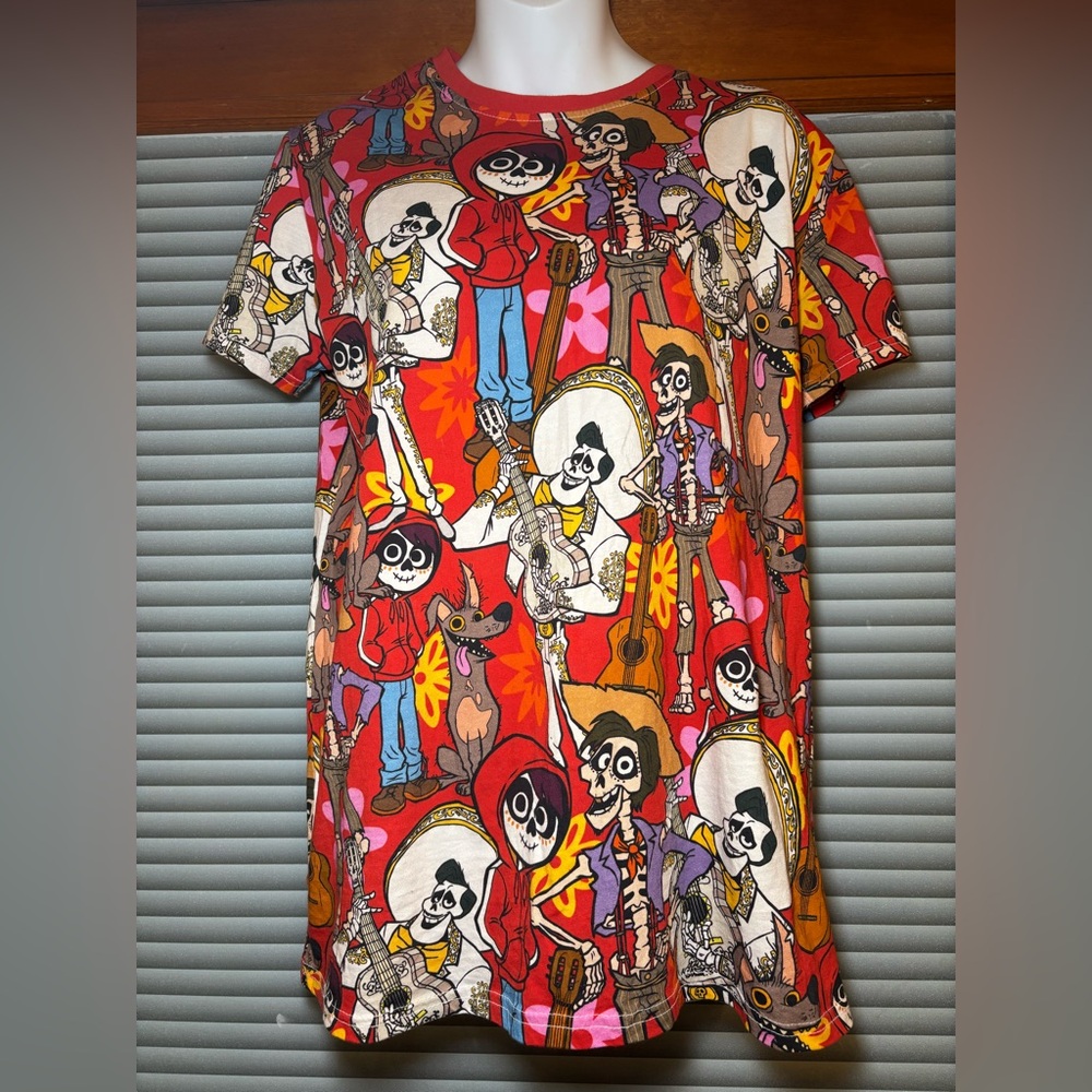 Cakeworthy x Pixar Coco All Over Print Short Sleeve Vibrant Unisex Tee Size M